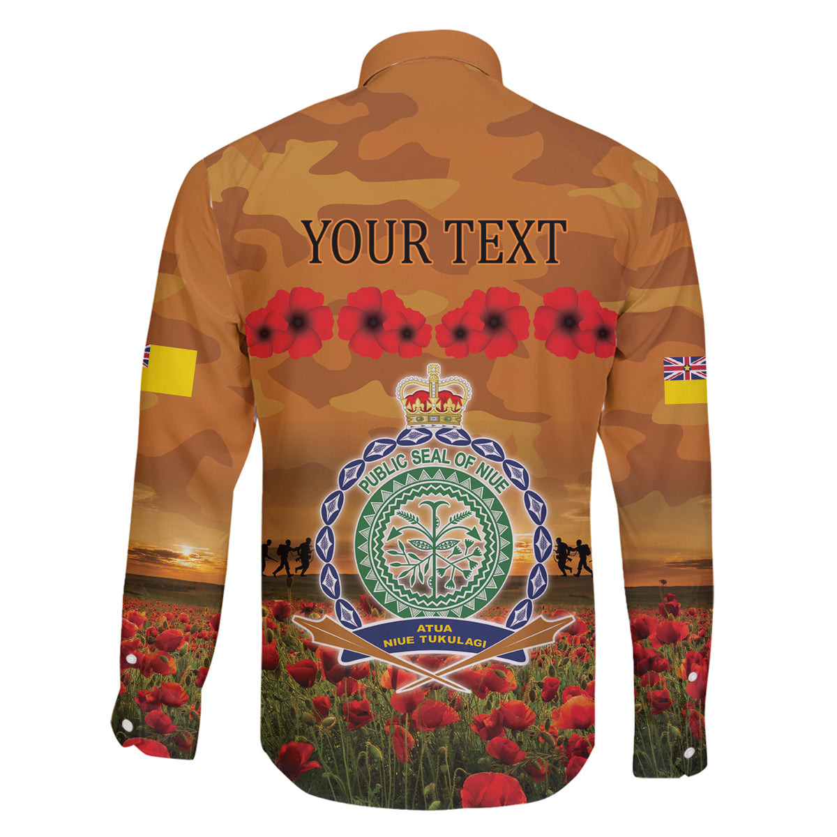 Niue ANZAC Day Personalised Family Matching Off Shoulder Maxi Dress and Hawaiian Shirt with Poppy Field LT9 - Polynesian Pride