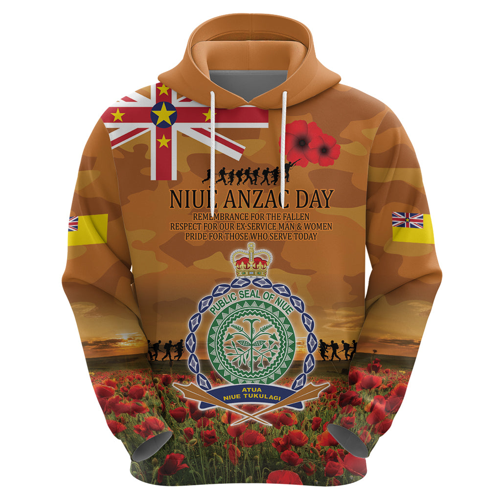 Niue ANZAC Day Personalised Hoodie with Poppy Field LT9 - Polynesian Pride
