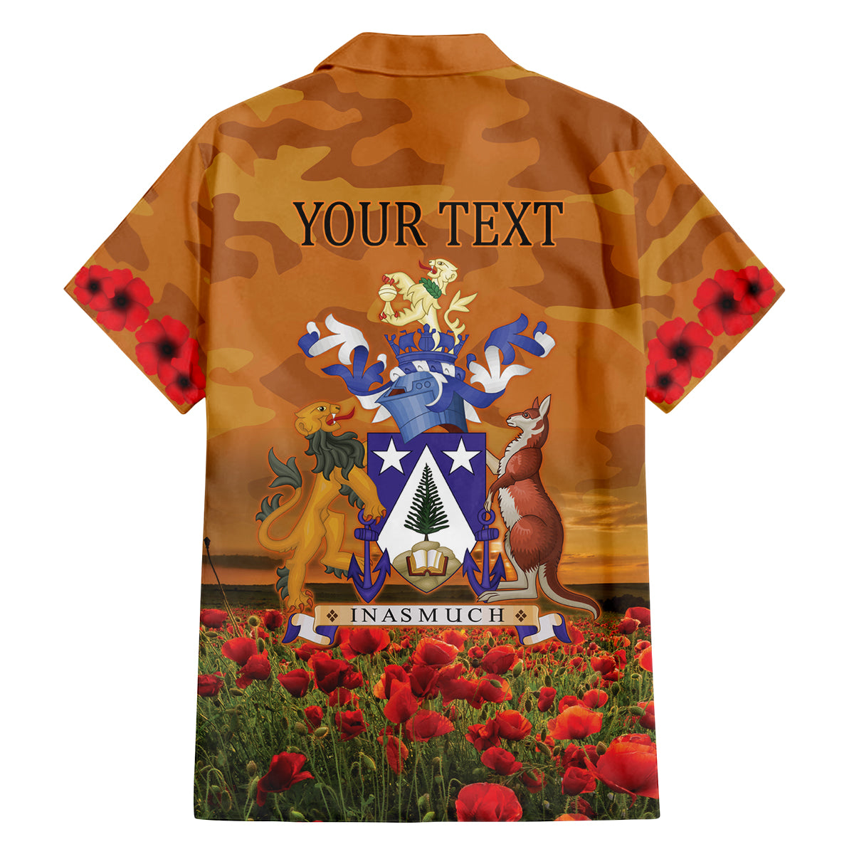 Norfolk Island ANZAC Day Personalised Family Matching Off Shoulder Maxi Dress and Hawaiian Shirt with Poppy Field LT9 - Polynesian Pride
