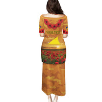 Tokelau ANZAC Day Personalised Puletasi with Poppy Field LT9 - Polynesian Pride