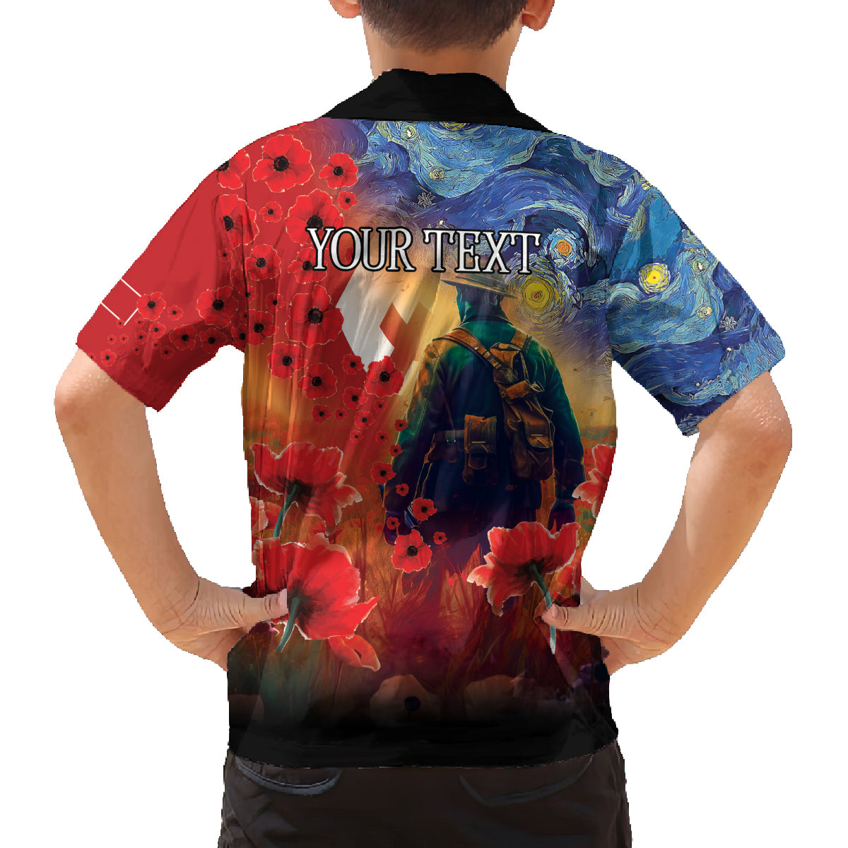 Tonga ANZAC Day Personalised Family Matching Long Sleeve Bodycon Dress and Hawaiian Shirt Soldier Te Tau Manatui Kinautolu with Poppy Field LT9 - Polynesian Pride