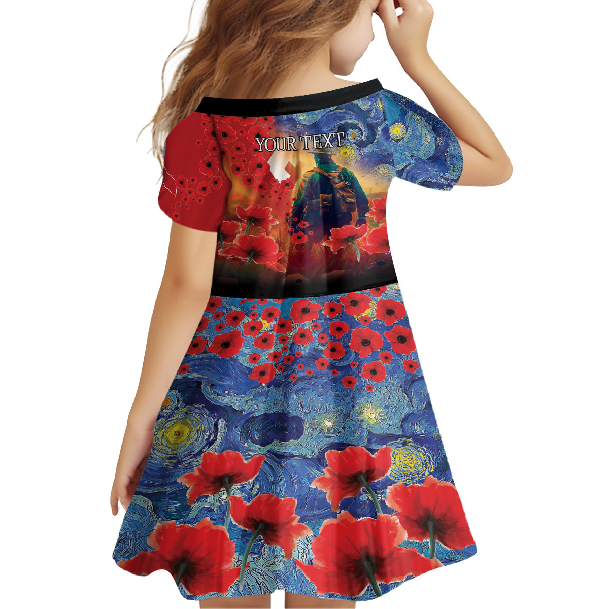 Tonga ANZAC Day Personalised Family Matching Off Shoulder Long Sleeve Dress and Hawaiian Shirt Soldier Te Tau Manatui Kinautolu with Poppy Field LT9 - Polynesian Pride