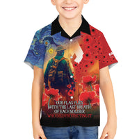 Tonga ANZAC Day Personalised Family Matching Short Sleeve Bodycon Dress and Hawaiian Shirt Soldier Te Tau Manatui Kinautolu with Poppy Field LT9 Son's Shirt Art - Polynesian Pride
