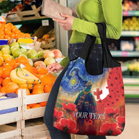 Tonga ANZAC Day Personalised Grocery Bag Soldier Te Tau Manatui Kinautolu with Poppy Field LT9 - Polynesian Pride