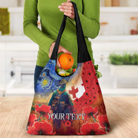 Tonga ANZAC Day Personalised Grocery Bag Soldier Te Tau Manatui Kinautolu with Poppy Field LT9 - Polynesian Pride