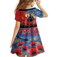 Tonga ANZAC Day Personalised Kid Short Sleeve Dress Soldier Te Tau Manatui Kinautolu with Poppy Field LT9 - Polynesian Pride