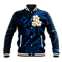 Hawaii Baseball Jacket Niihau Islands Polynesian Sunset Plumeria Blue Vibe LT9 Unisex Blue - Polynesian Pride