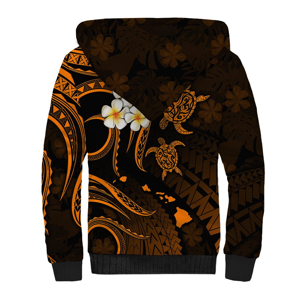 Hawaii Sherpa Hoodie Niihau Islands Polynesian Sunset Plumeria Gold Vibe LT9 - Polynesian Pride