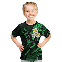 Hawaii Kid T Shirt Niihau Islands Polynesian Sunset Plumeria Green Vibe LT9 Green - Polynesian Pride