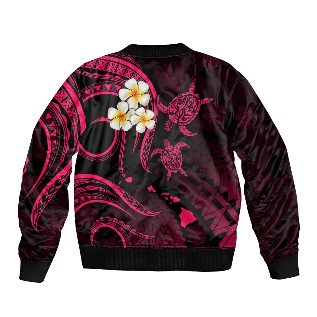 Hawaii Bomber Jacket Niihau Islands Polynesian Sunset Plumeria Pink Vibe LT9 - Polynesian Pride