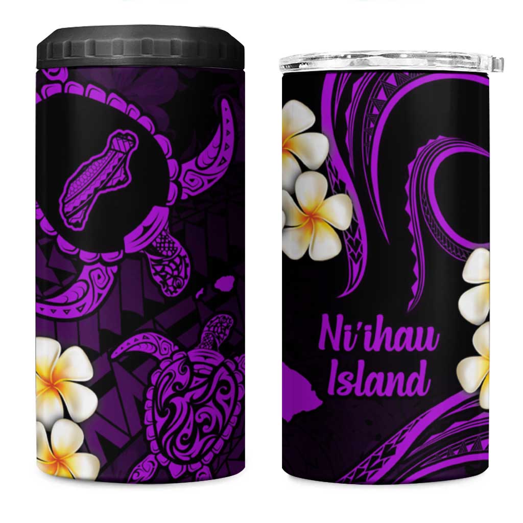 Hawaii Ni'ihau Islands Pacific Plumeria 4 in 1 Can Cooler Tumbler Purple Polynesian Tattoo LT9 One Size: 16 oz Purple - Polynesian Pride