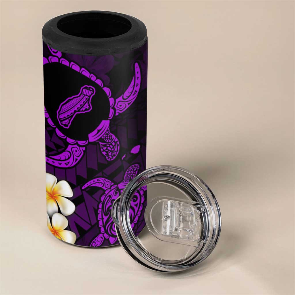 Hawaii Ni'ihau Islands Pacific Plumeria 4 in 1 Can Cooler Tumbler Purple Polynesian Tattoo LT9 - Polynesian Pride