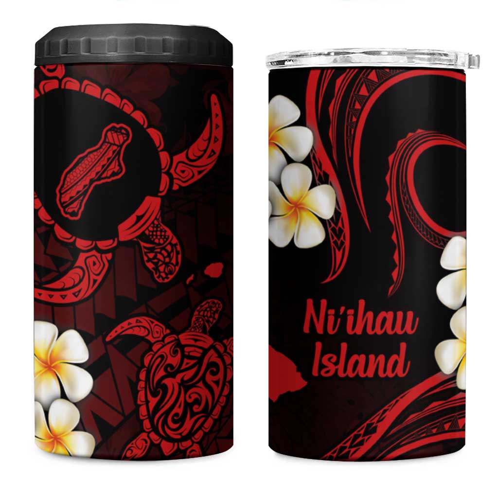 Hawaii Ni'ihau Islands Pacific Plumeria 4 in 1 Can Cooler Tumbler Red Polynesian Tattoo LT9 One Size: 16 oz Red - Polynesian Pride