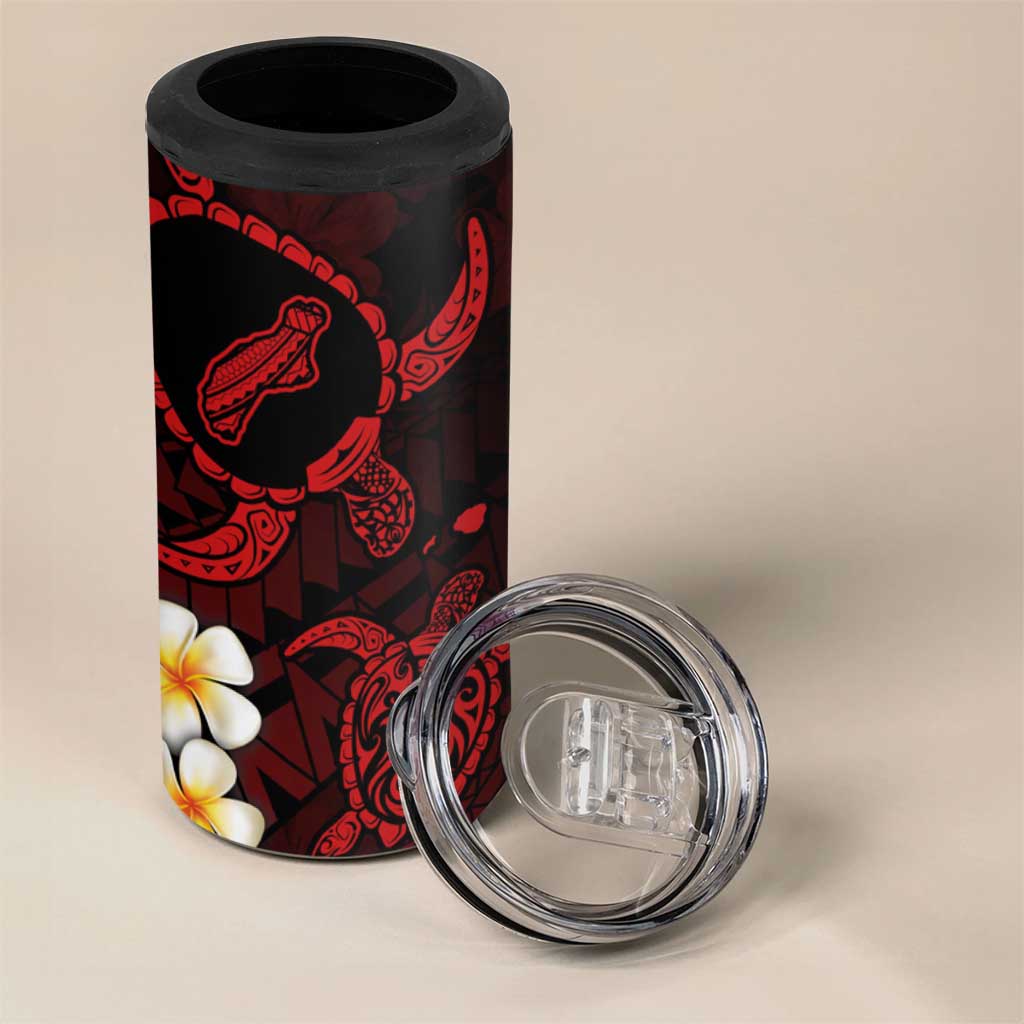 Hawaii Ni'ihau Islands Pacific Plumeria 4 in 1 Can Cooler Tumbler Red Polynesian Tattoo LT9 - Polynesian Pride