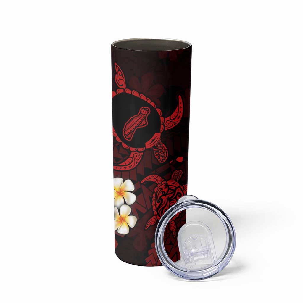 Hawaii Ni'ihau Islands Pacific Plumeria Skinny Tumbler Red Polynesian Tattoo LT9 - Polynesian Pride