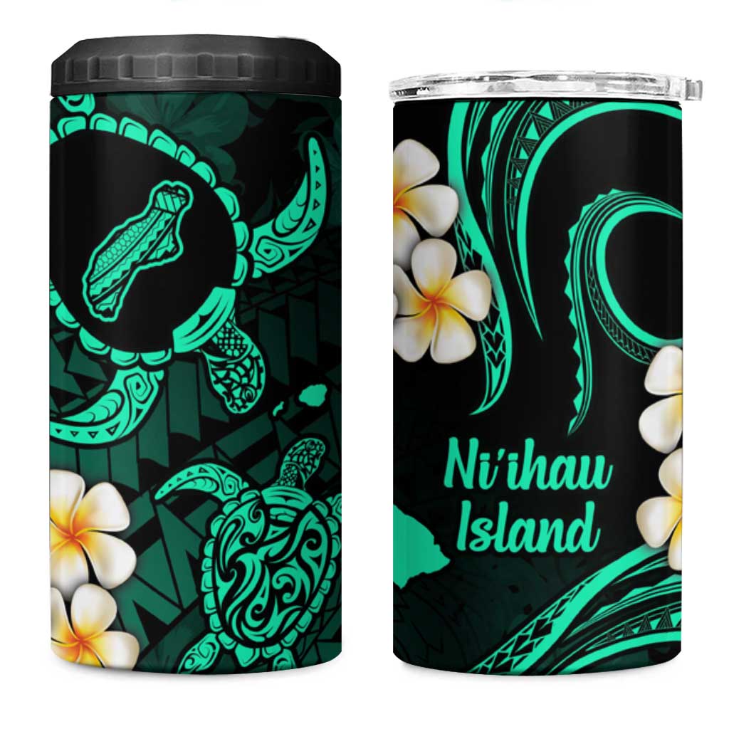 Hawaii Ni'ihau Islands Pacific Plumeria 4 in 1 Can Cooler Tumbler Turquoise Polynesian Tattoo LT9 One Size: 16 oz Turquoise - Polynesian Pride
