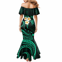 Polynesian Hawaii Mermaid Dress Niihau Islands with Pacific Plumeria Turquoise Vibe LT9 - Polynesian Pride