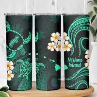 Hawaii Ni'ihau Islands Pacific Plumeria Skinny Tumbler Turquoise Polynesian Tattoo LT9 - Polynesian Pride