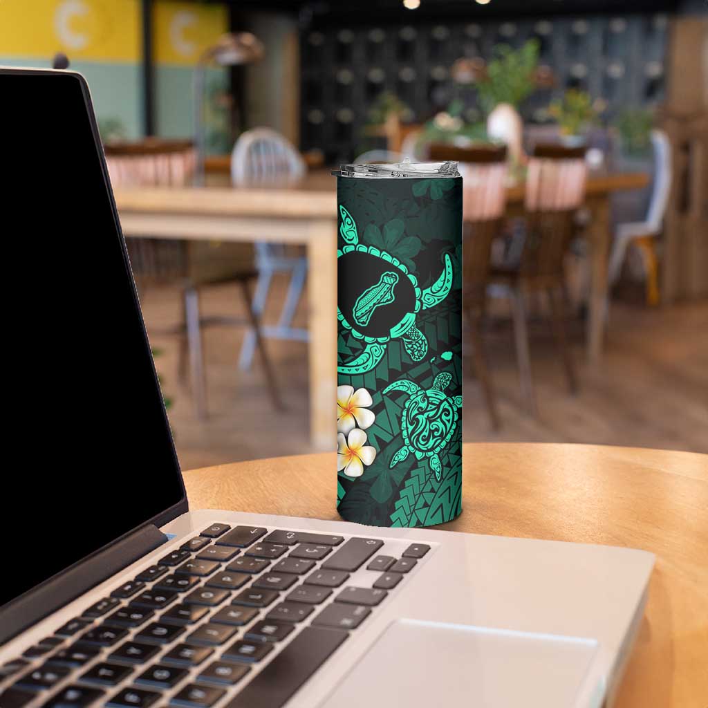 Hawaii Ni'ihau Islands Pacific Plumeria Skinny Tumbler Turquoise Polynesian Tattoo LT9 - Polynesian Pride