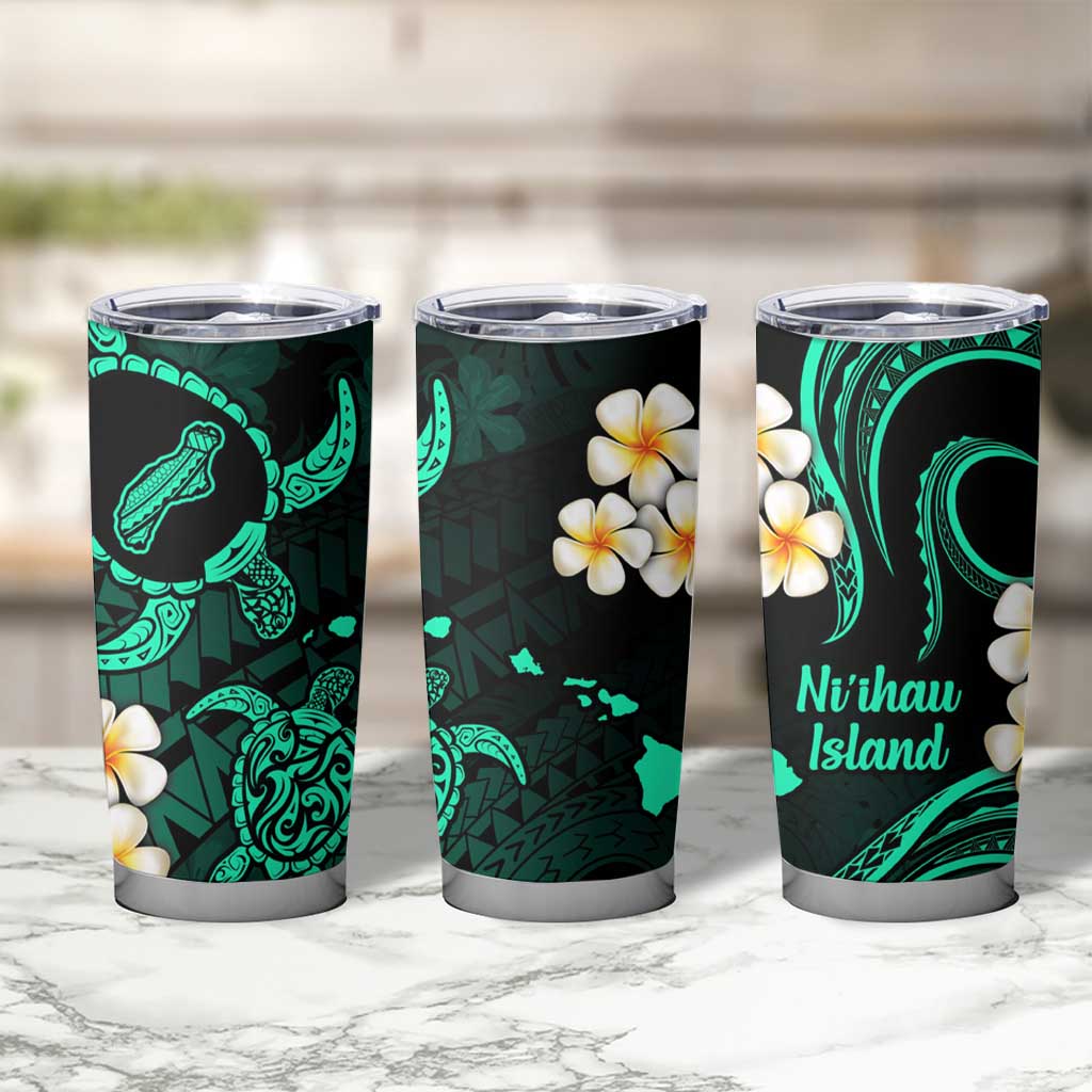 Hawaii Ni'ihau Islands Pacific Plumeria Tumbler Cup Turquoise Polynesian Tattoo