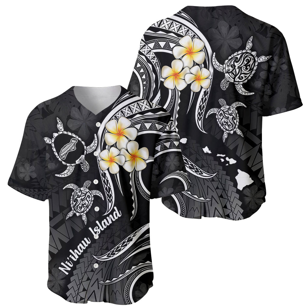 Polynesian Hawaii Baseball Jersey Niihau Islands with Pacific Plumeria White Vibe LT9 - Polynesian Pride