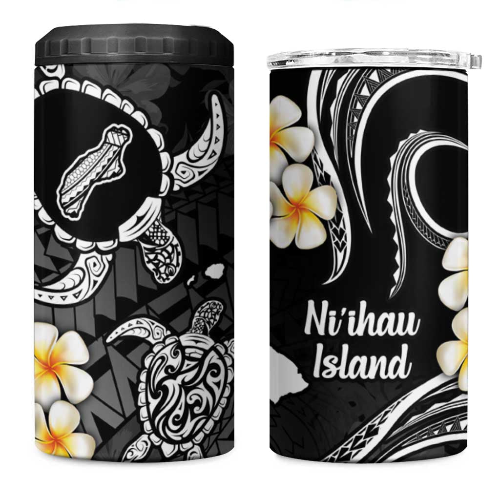 Hawaii Ni'ihau Islands Pacific Plumeria 4 in 1 Can Cooler Tumbler White Polynesian Tattoo LT9 One Size: 16 oz White - Polynesian Pride