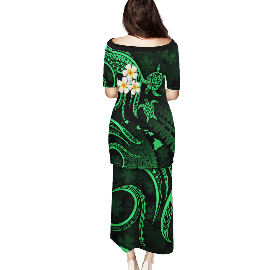 Hawaii Puletasi Molokai Islands Polynesian Sunset Plumeria Green Vibe LT9 - Polynesian Pride