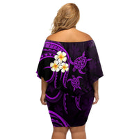 Polynesian Hawaii Off Shoulder Short Dress Molokai Islands with Pacific Plumeria Purple Vibe LT9 - Polynesian Pride