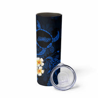 Hawaii Molokai Islands Pacific Plumeria Skinny Tumbler Blue Polynesian Tattoo LT9 - Polynesian Pride