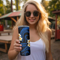 Hawaii Molokai Islands Pacific Plumeria Skinny Tumbler Blue Polynesian Tattoo LT9 - Polynesian Pride