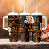 Hawaii Molokai Islands Pacific Plumeria Tumbler With Handle Gold Polynesian Tattoo LT9 - Polynesian Pride