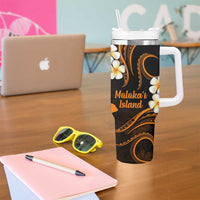 Hawaii Molokai Islands Pacific Plumeria Tumbler With Handle Gold Polynesian Tattoo LT9 - Polynesian Pride