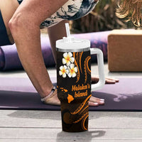 Hawaii Molokai Islands Pacific Plumeria Tumbler With Handle Gold Polynesian Tattoo LT9 - Polynesian Pride