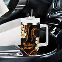 Hawaii Molokai Islands Pacific Plumeria Tumbler With Handle Gold Polynesian Tattoo LT9 - Polynesian Pride
