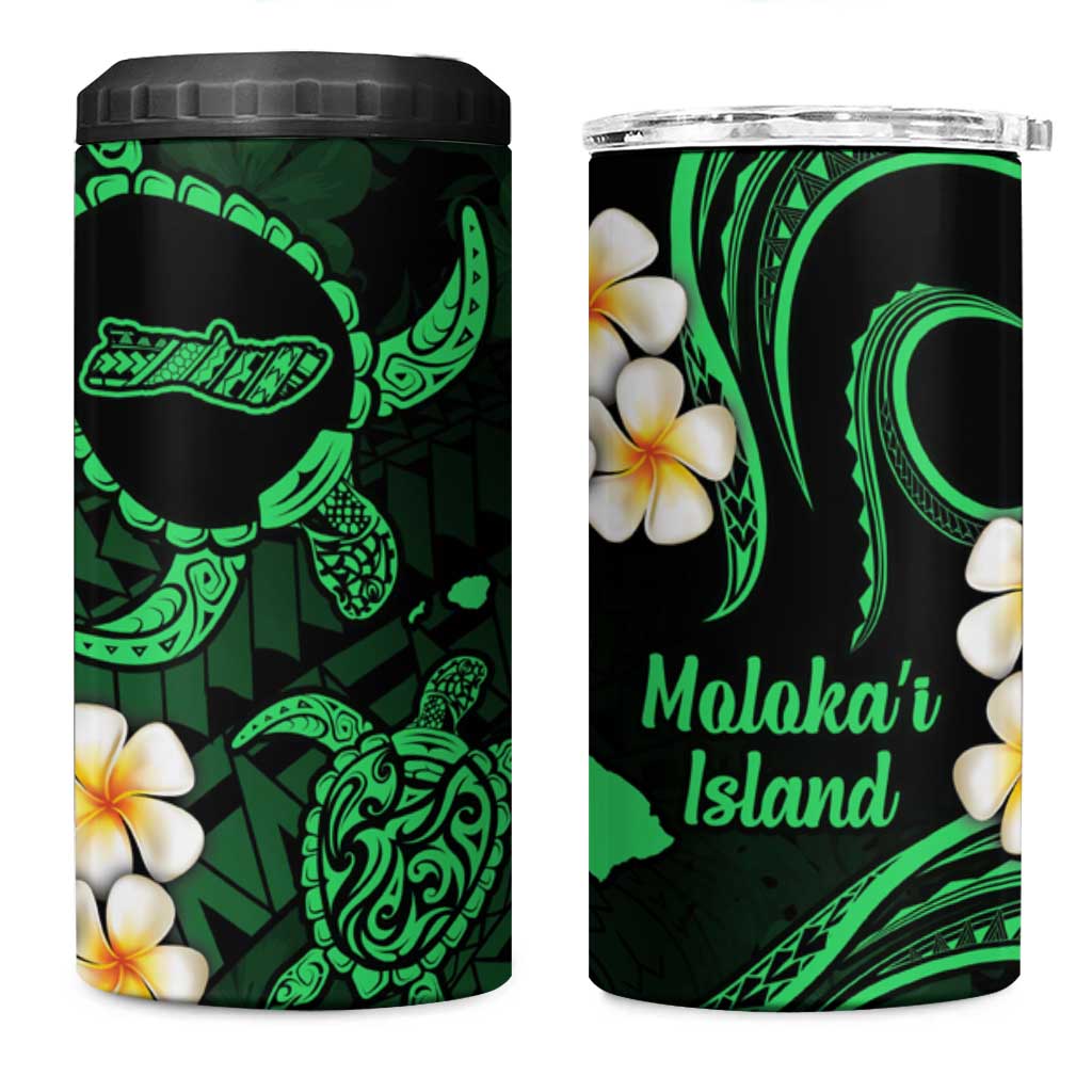 Hawaii Molokai Islands Pacific Plumeria 4 in 1 Can Cooler Tumbler Green Polynesian Tattoo LT9 One Size: 16 oz Green - Polynesian Pride