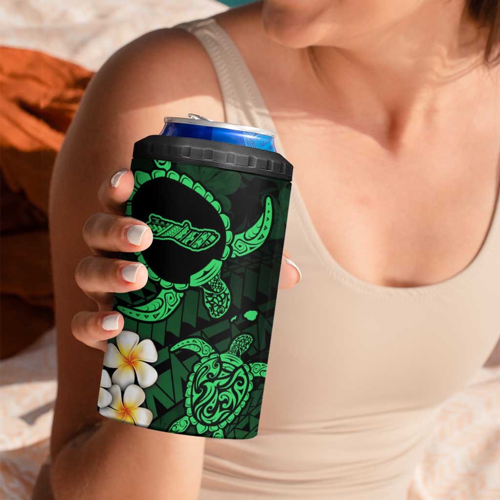Hawaii Molokai Islands Pacific Plumeria 4 in 1 Can Cooler Tumbler Green Polynesian Tattoo LT9 - Polynesian Pride