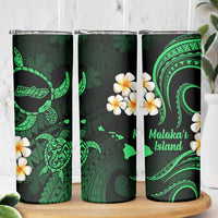 Hawaii Molokai Islands Pacific Plumeria Skinny Tumbler Green Polynesian Tattoo LT9 - Polynesian Pride