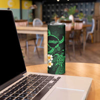 Hawaii Molokai Islands Pacific Plumeria Skinny Tumbler Green Polynesian Tattoo LT9 - Polynesian Pride