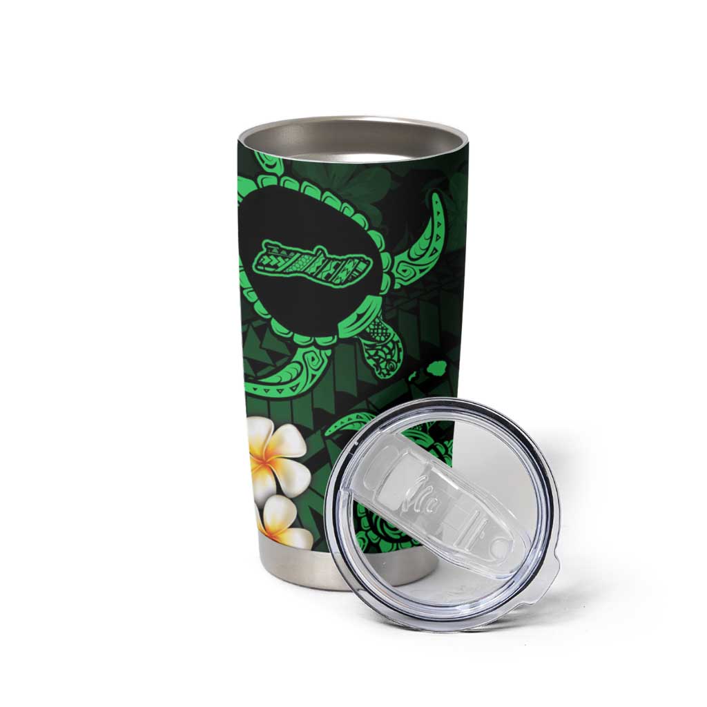 Hawaii Molokaʻi Islands Pacific Plumeria Tumbler Cup Green Polynesian Tattoo