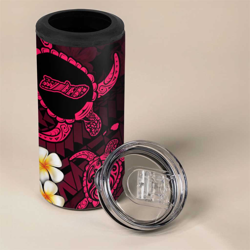 Hawaii Molokai Islands Pacific Plumeria 4 in 1 Can Cooler Tumbler Pink Polynesian Tattoo LT9 - Polynesian Pride
