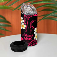 Hawaii Molokai Islands Pacific Plumeria 4 in 1 Can Cooler Tumbler Pink Polynesian Tattoo LT9 - Polynesian Pride