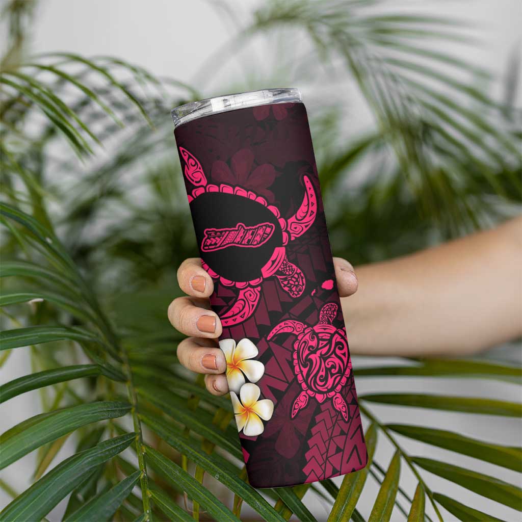 Hawaii Molokai Islands Pacific Plumeria Skinny Tumbler Pink Polynesian Tattoo LT9 - Polynesian Pride