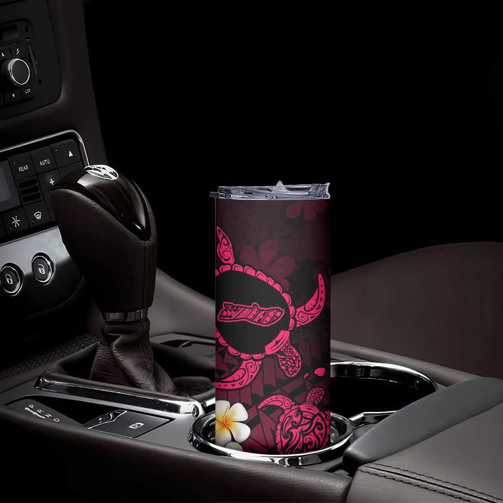 Hawaii Molokai Islands Pacific Plumeria Skinny Tumbler Pink Polynesian Tattoo LT9 - Polynesian Pride