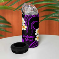 Hawaii Molokai Islands Pacific Plumeria 4 in 1 Can Cooler Tumbler Purple Polynesian Tattoo LT9 - Polynesian Pride
