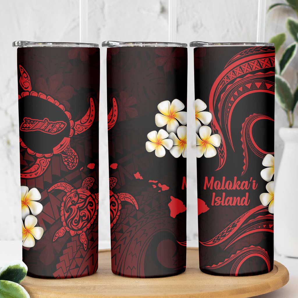 Hawaii Molokai Islands Pacific Plumeria Skinny Tumbler Red Polynesian Tattoo LT9 - Polynesian Pride