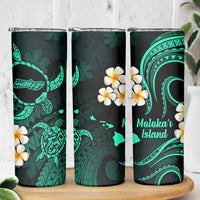 Hawaii Molokai Islands Pacific Plumeria Skinny Tumbler Turquoise Polynesian Tattoo LT9 - Polynesian Pride