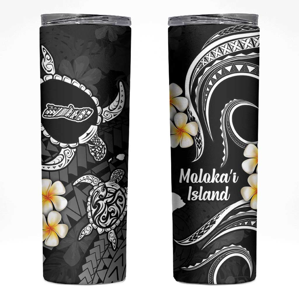 Hawaii Molokai Islands Pacific Plumeria Skinny Tumbler White Polynesian Tattoo LT9 White - Polynesian Pride