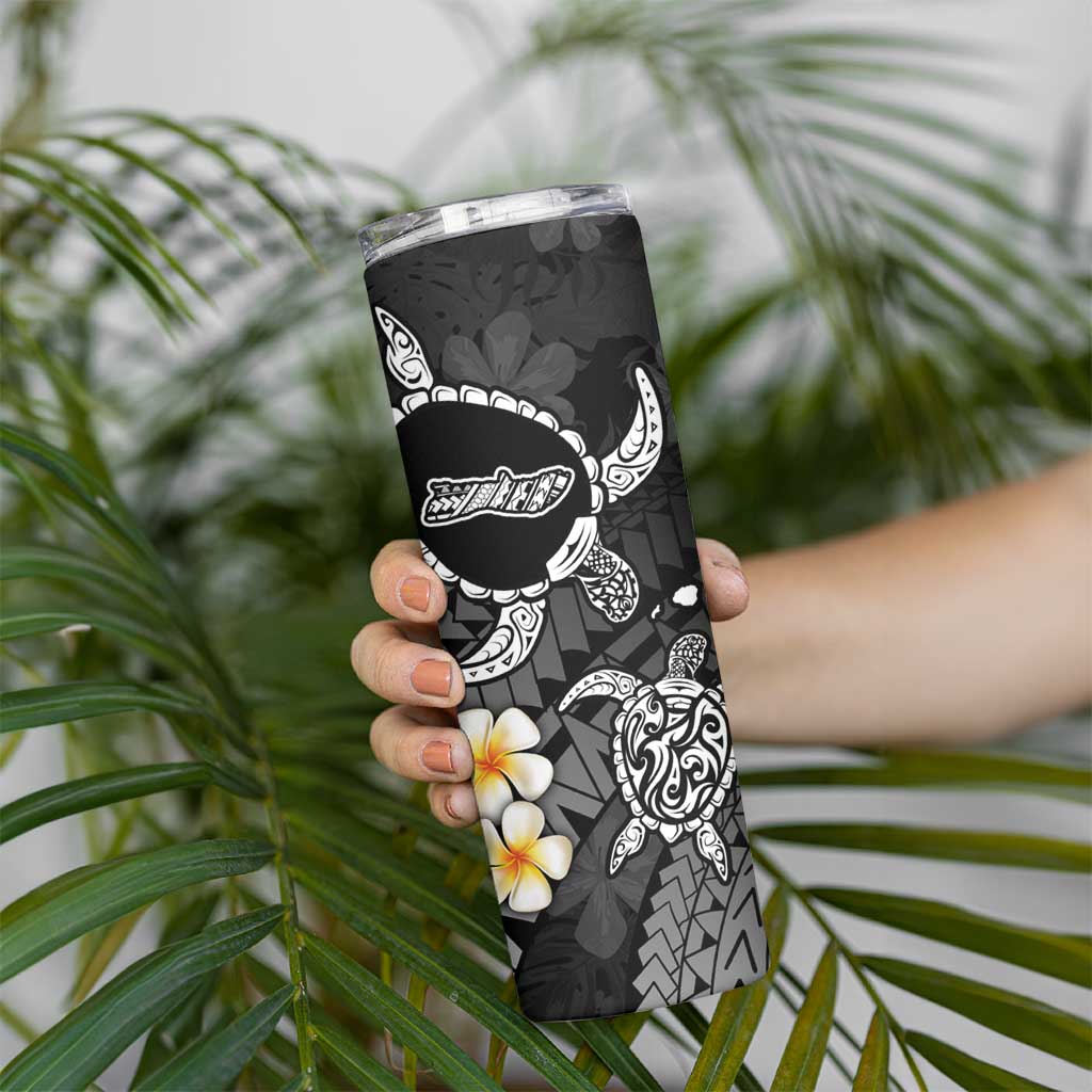 Hawaii Molokai Islands Pacific Plumeria Skinny Tumbler White Polynesian Tattoo LT9 - Polynesian Pride