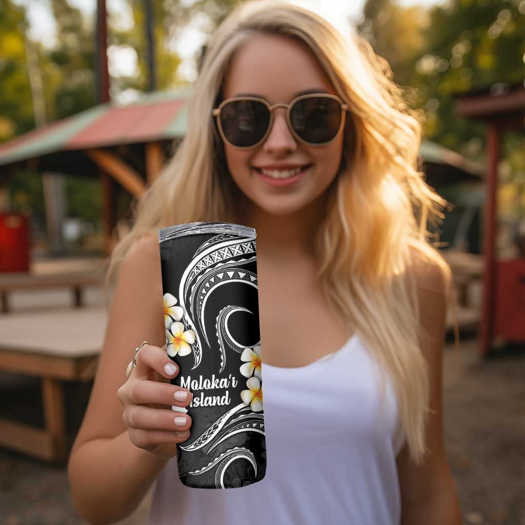 Hawaii Molokai Islands Pacific Plumeria Skinny Tumbler White Polynesian Tattoo LT9 - Polynesian Pride