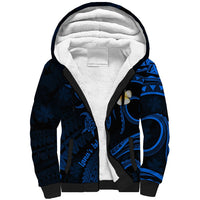 Hawaii Sherpa Hoodie Lanai Islands Polynesian Sunset Plumeria Blue Vibe LT9 Unisex Blue - Polynesian Pride